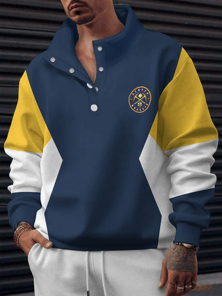 Denver Nuggets 2025 New Design Casual Snap Mockneck Pullover