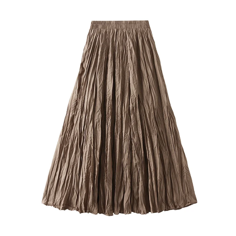 Nigikala Nigikala Luxury Light Pressure Folded Skirt Women's Spring And Autumn New Station Big Swing Thin Folded A Skirt 0323