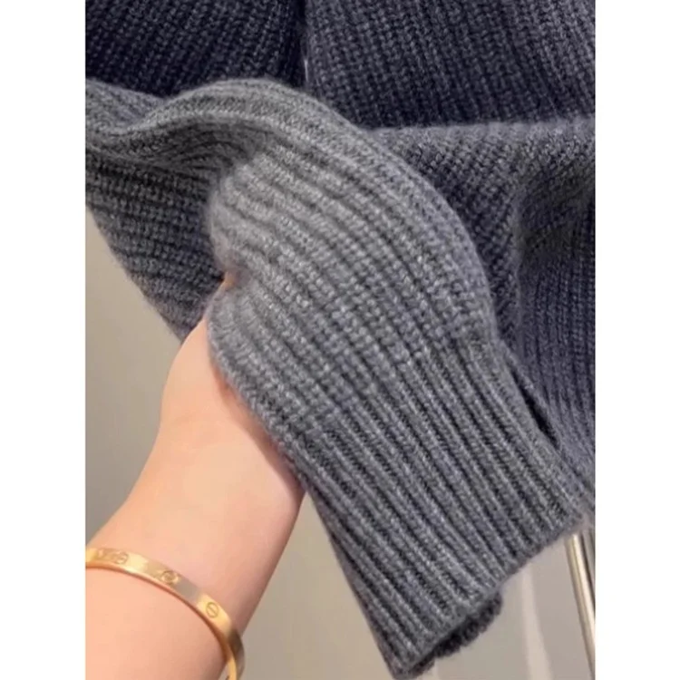 Athvotar Athvotar Version Of Autumn And Winter Breeze High Sense Of The New Bottom Knitted Shirt Languid Jacket Soft-Creinating Sweater Top Coloring Large Size Women's Clothing