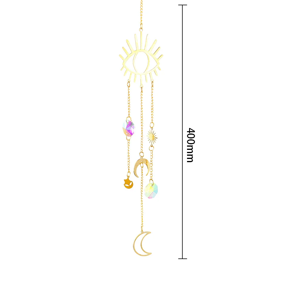 Hanging Bead Moon Sun Light Catcher Crystal Outdoor Wall Wind Chime (71)