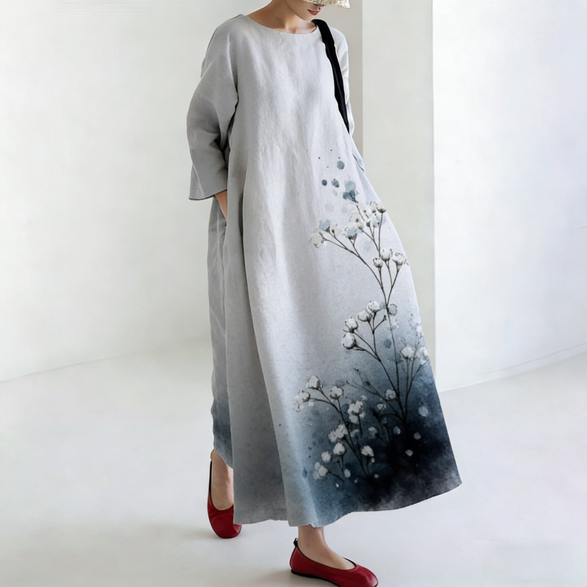 Women's Japanese-style Tie-dye Floral Print Dress artswardrobe
