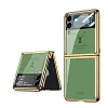 Luxury Deer Pattern Electroplating Tempered Glass Case For Samsung Z Flip 3 5G