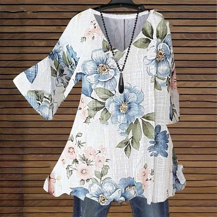 Floral Print Women's Casual Cool V-Neck Tops