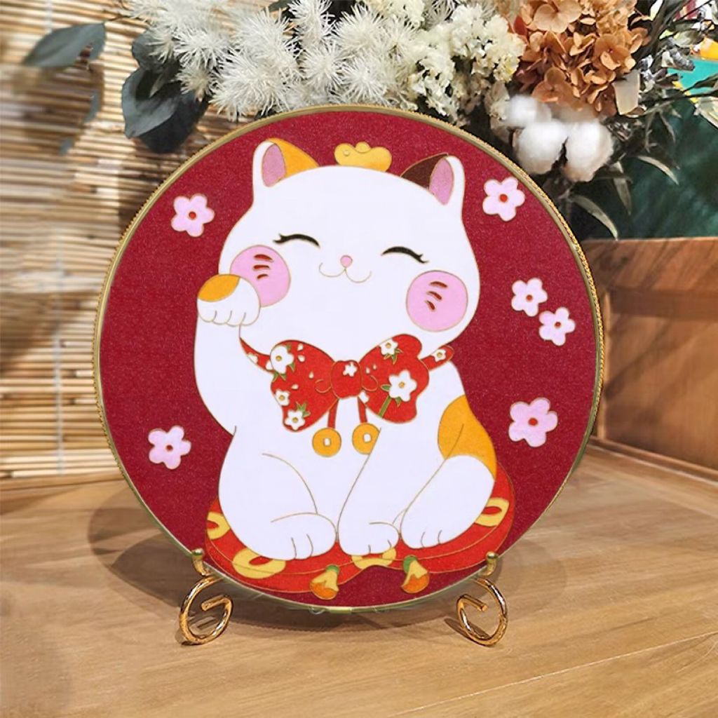 Lucky Cat-Cloisonne Enamel Painting Art Kits - Cloisonnekit