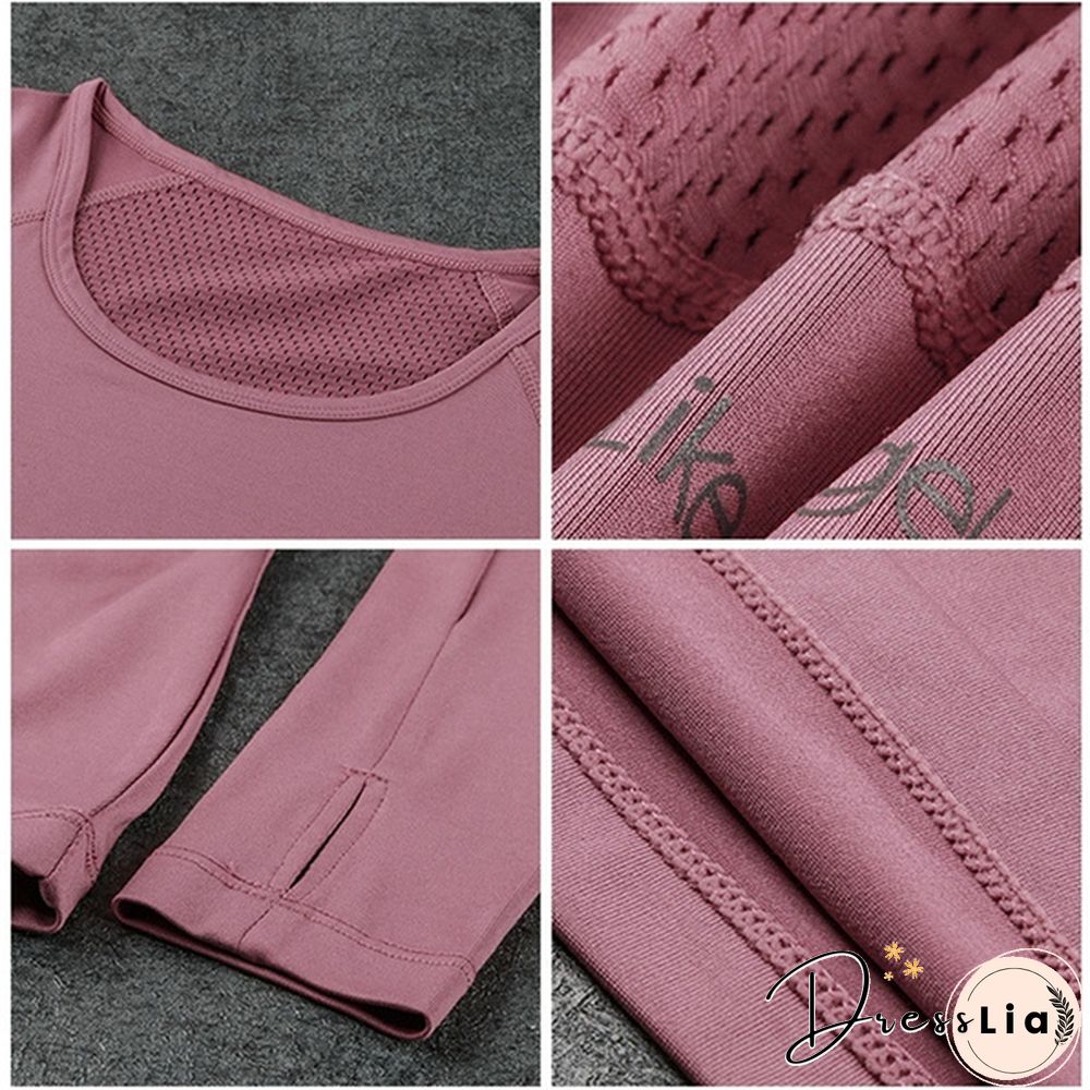 Women Mesh Hollow Out Yoga Top Full Sleeve Sport Shirt Quick Dry Fitness Clothing Gym Running Jogging Shirts Slim Activewear