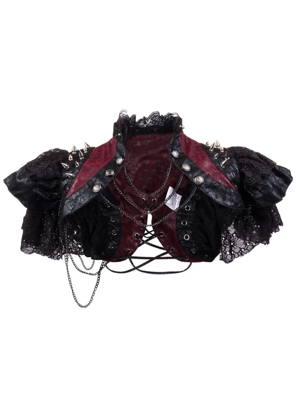 Halloween Vintage Lace Paneled Chain-trimmed Cape