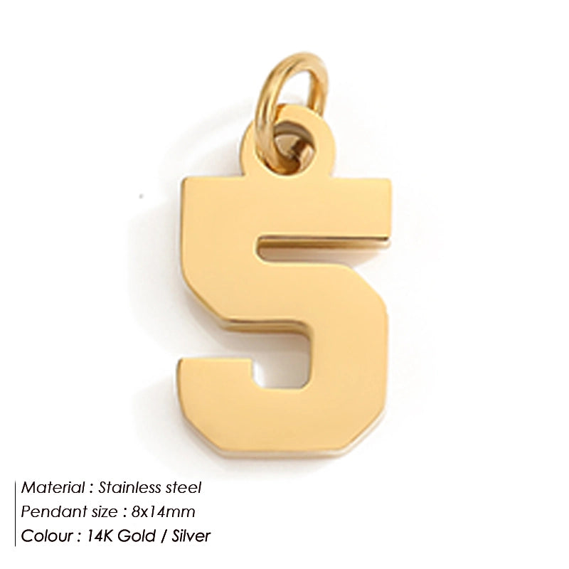 1 Piece 14*17mm 8 * 14mm 304 Stainless Steel 14K Gold Plated Number Pendant Jewelry Accessories