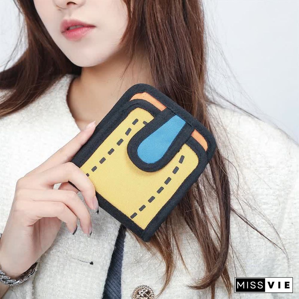 3D Cartoon Colorblock Canvas Purse
