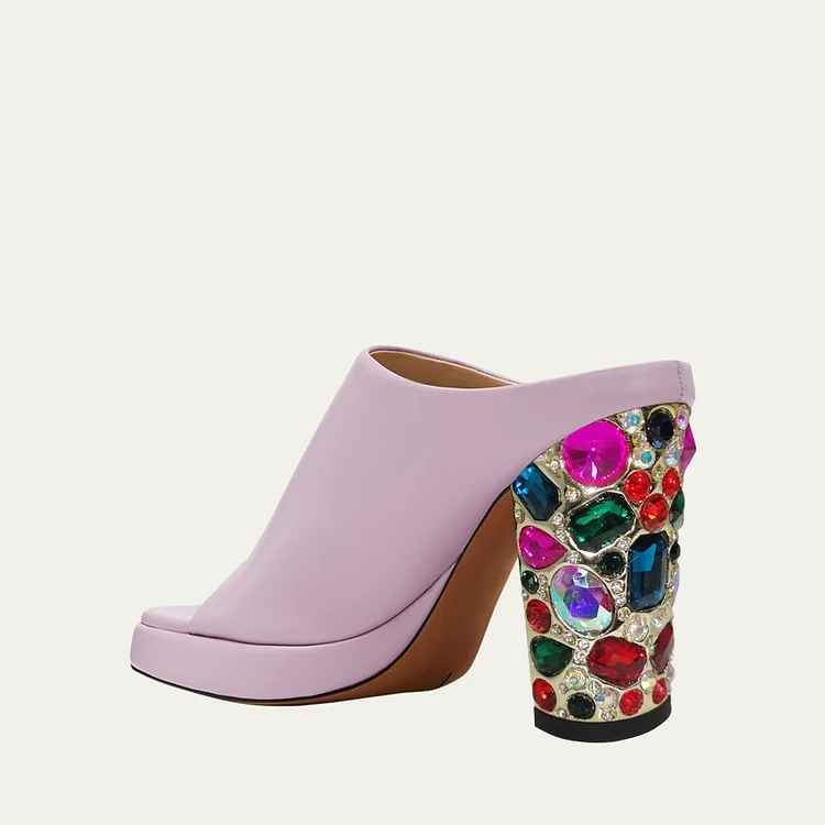 Purple Platform Mules with Gold Heels Vdcoo