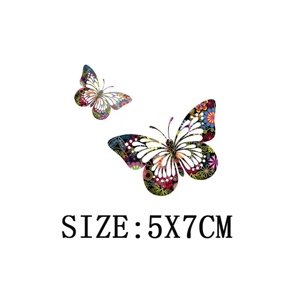 Colorful Butterfly Iron On Transfer For Clothing A-level Washable Thermal Sticker Beautiful Flower Patches On Clothes Decoration