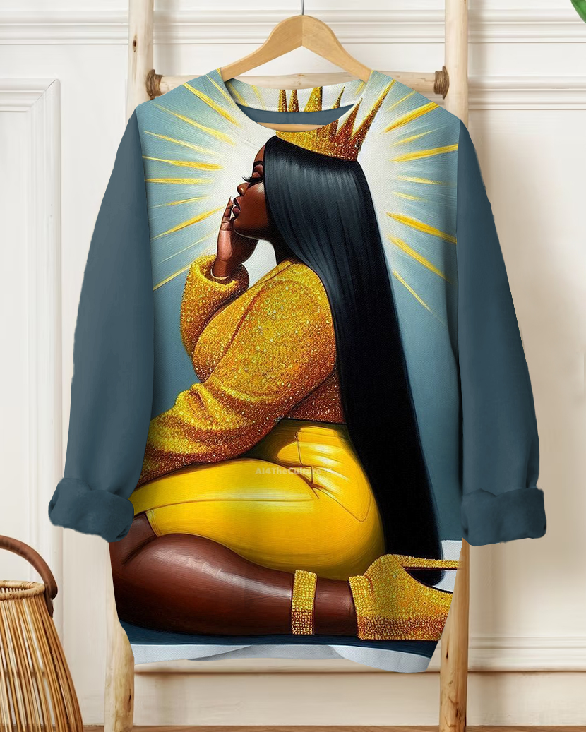 Crown Queen Illustration Crewneck Sweatshirt
