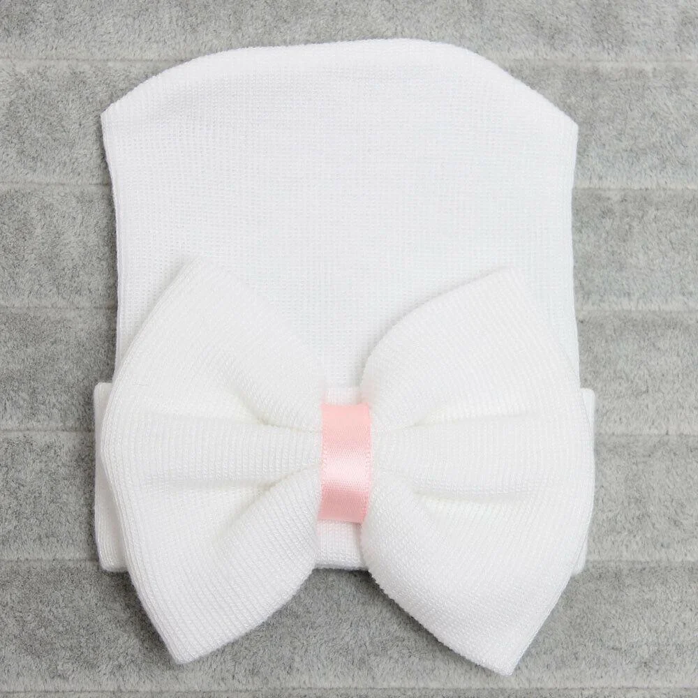 2019 Baby Accessories Newborn Baby Infant Unisex Toddler Comfy Bowknot Hospital Cap Beanie Hat Turban Soft Warm Striped Caps