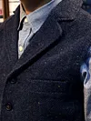 Men's Retro Lapel Gilet Suit Tweed Waistcoat Herringbone Vest