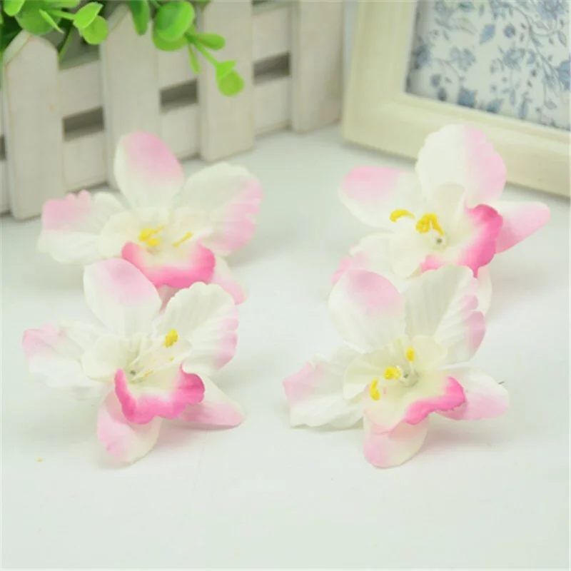 10pcs/lot 7CM Silk Artificial Orchid Flowers Heads For Home Wedding Decoration Fake Flowers DIY Christmas Gift Box Craft