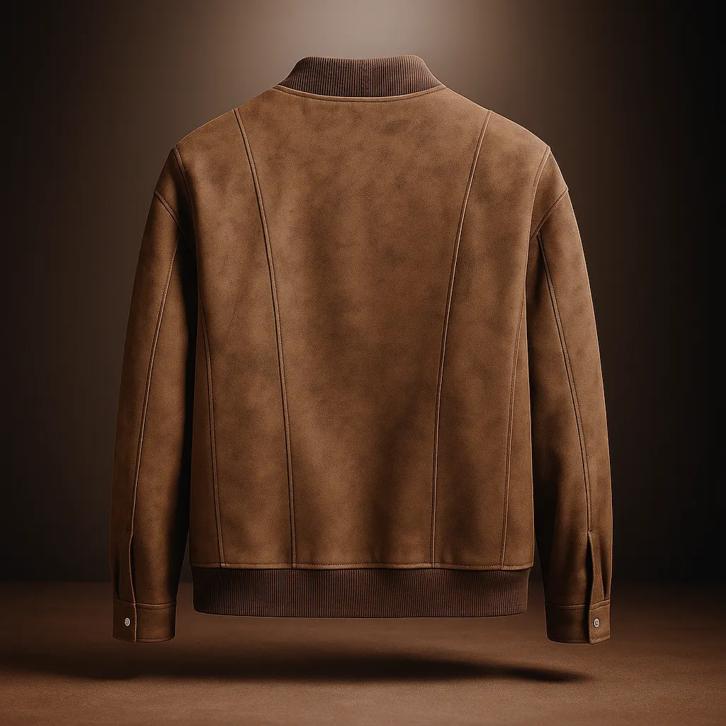 Men's Vegan Suede Bomber Jacket &ndash; Lined Smart-Casual Layer &ndash; view 2