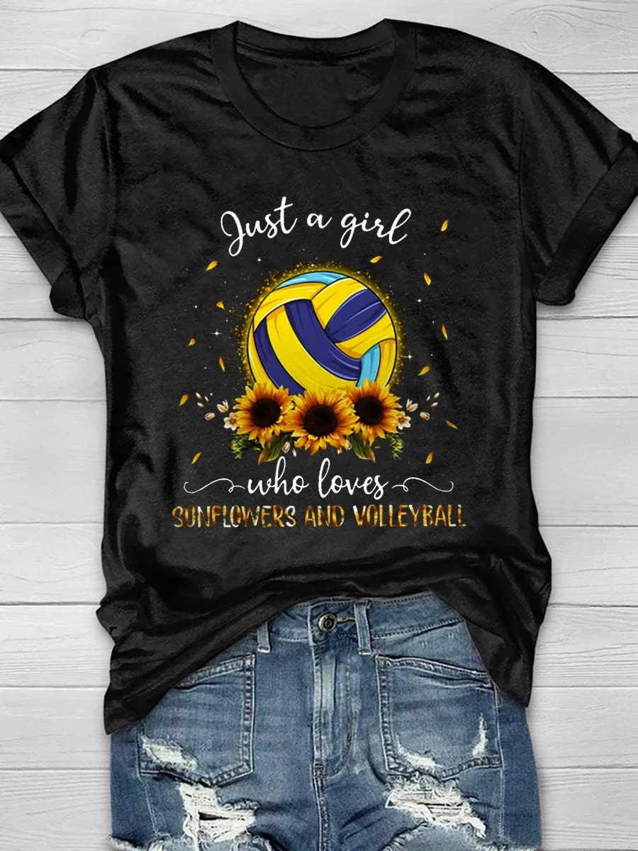 Just A Girl Who Loves Sunflowers And Volleyball Short Sleeve T-Shirt