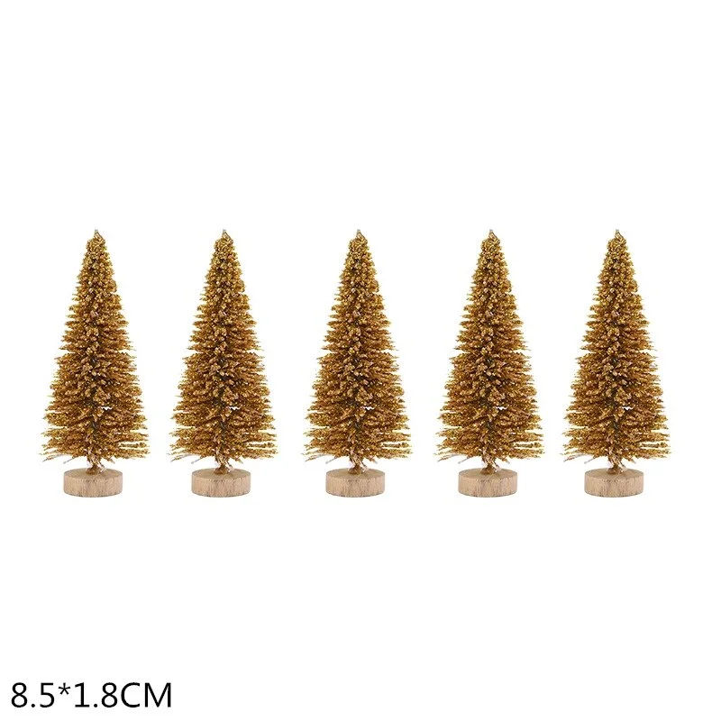 5Pcs 5-16cm Sisal Fiber Mini Christmas Tree Snow Frost Pine Tree DIY Craft Christmas Party Table Decoration Christmas Ornaments