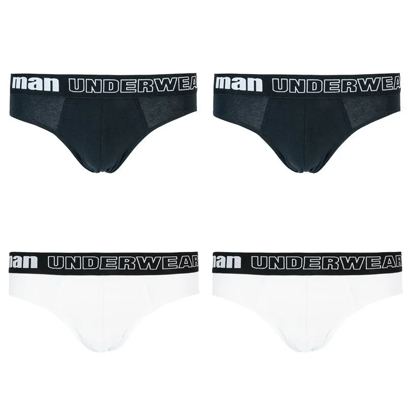 4pcs/Lot Men's Underwear Male Solid Briefs Underpants Comfortable Cotton Panties Mens Bikini Pant Men Sexy Letter Briefs