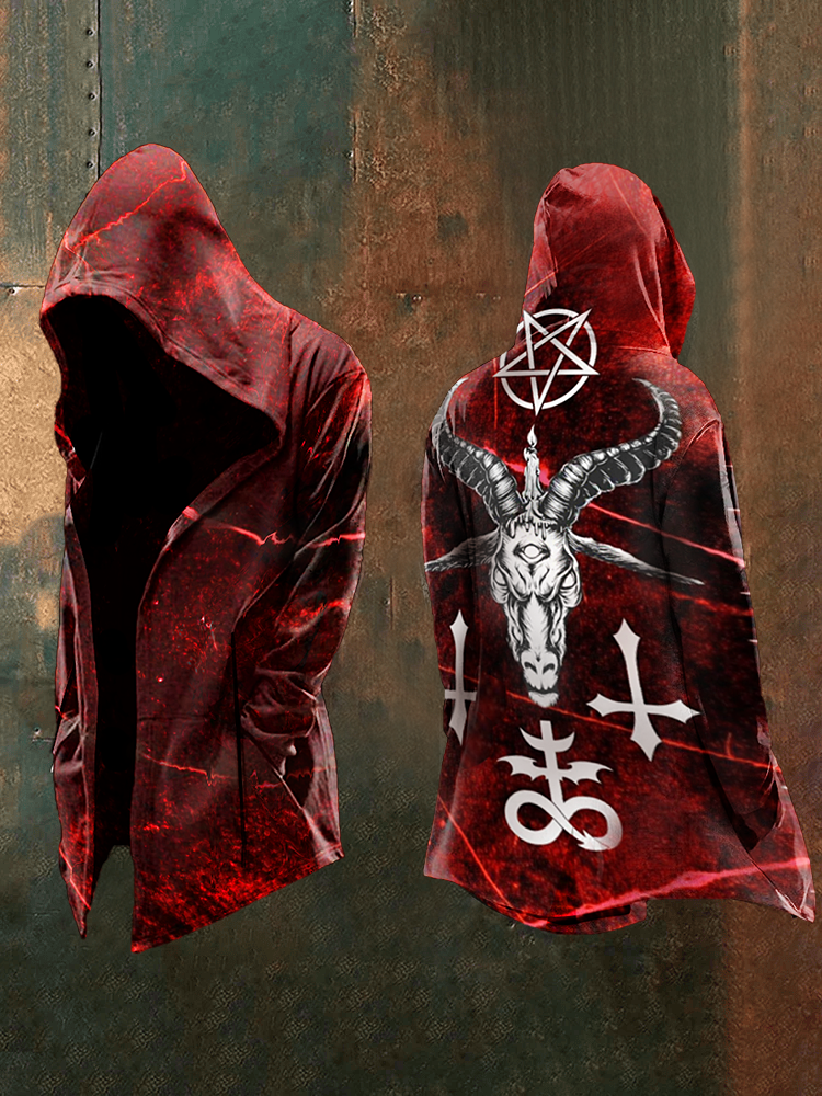 Men's Sheep Head Printed Casual Hooded Jacket / Rvogue / Rvogue