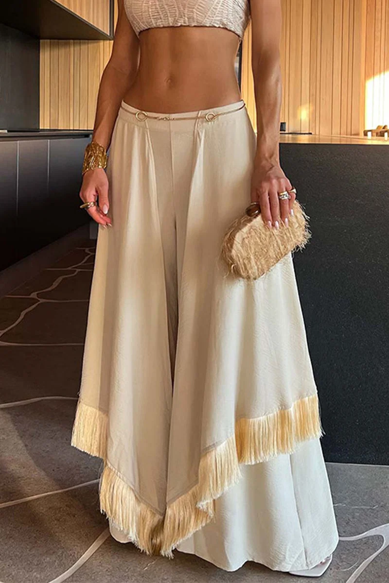 Fringed Hem Boot Cut Speaker Bottoms