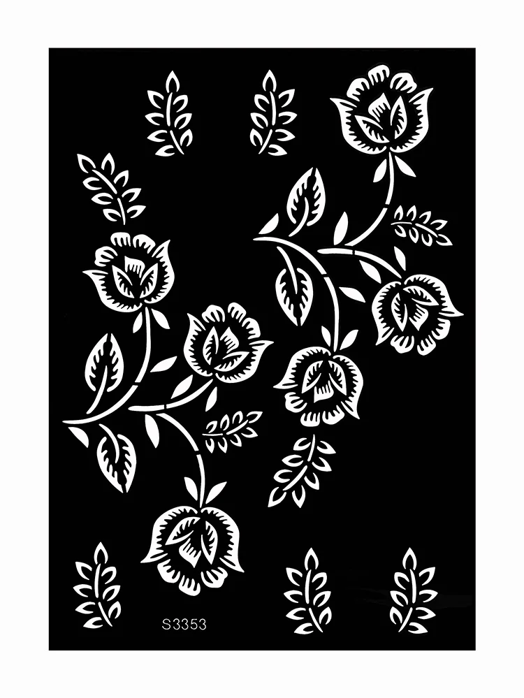 Sdrawing Drawing Henna Template for Hand Henna Tattoo Stencil Flower Tattoo Design for Women Wedding Festival Party Tatoo Tools