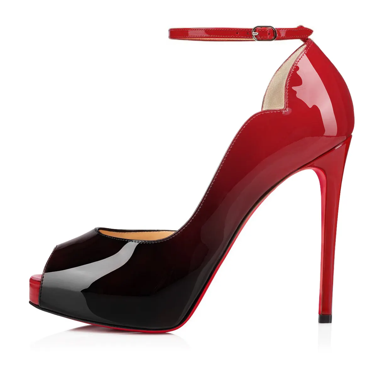 120mm Strap Platform Stilettos Red Soles Pumps Patent / Matte-vocosishoes