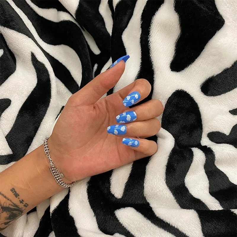 24pcs stiletto false press on nails matte Black color Leopard Wear Finished product wearable full cover acrylic nails products-Nail Inspo