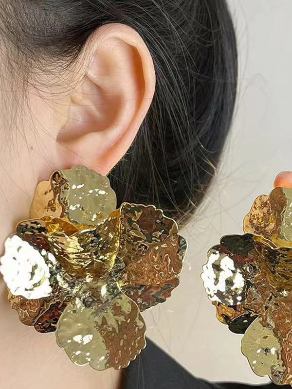 Shiny Flower Shape Earrings Accessories