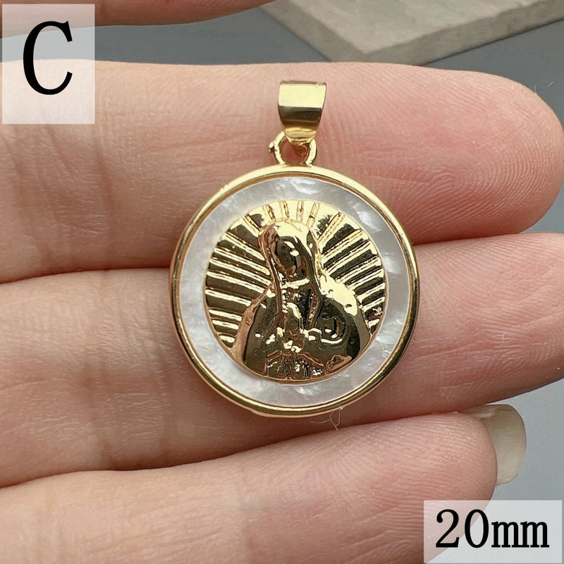 1 Piece Shell Copper Round Rectangle Pendant