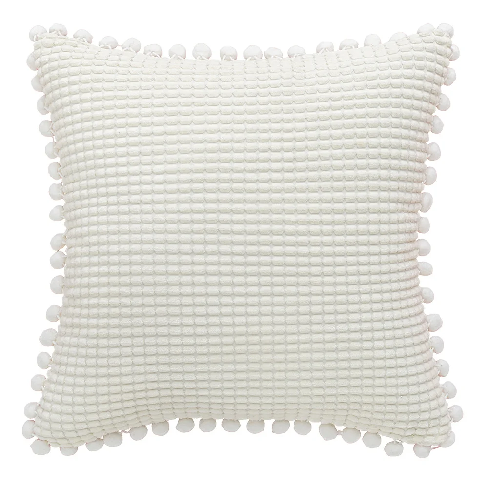 1pcs Ball Tassel Plush Pillowcase Cushion Cover