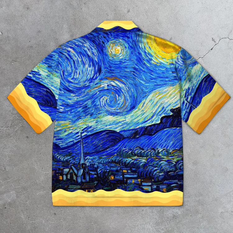 Brain Tree Starry Nighte Printed Custom Short Sleeve Shirts