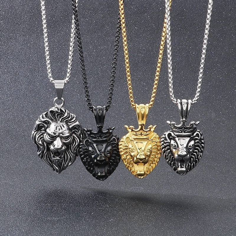 1 Piece 304 Stainless Steel 18K Gold Plated Lion’s Head Pendant