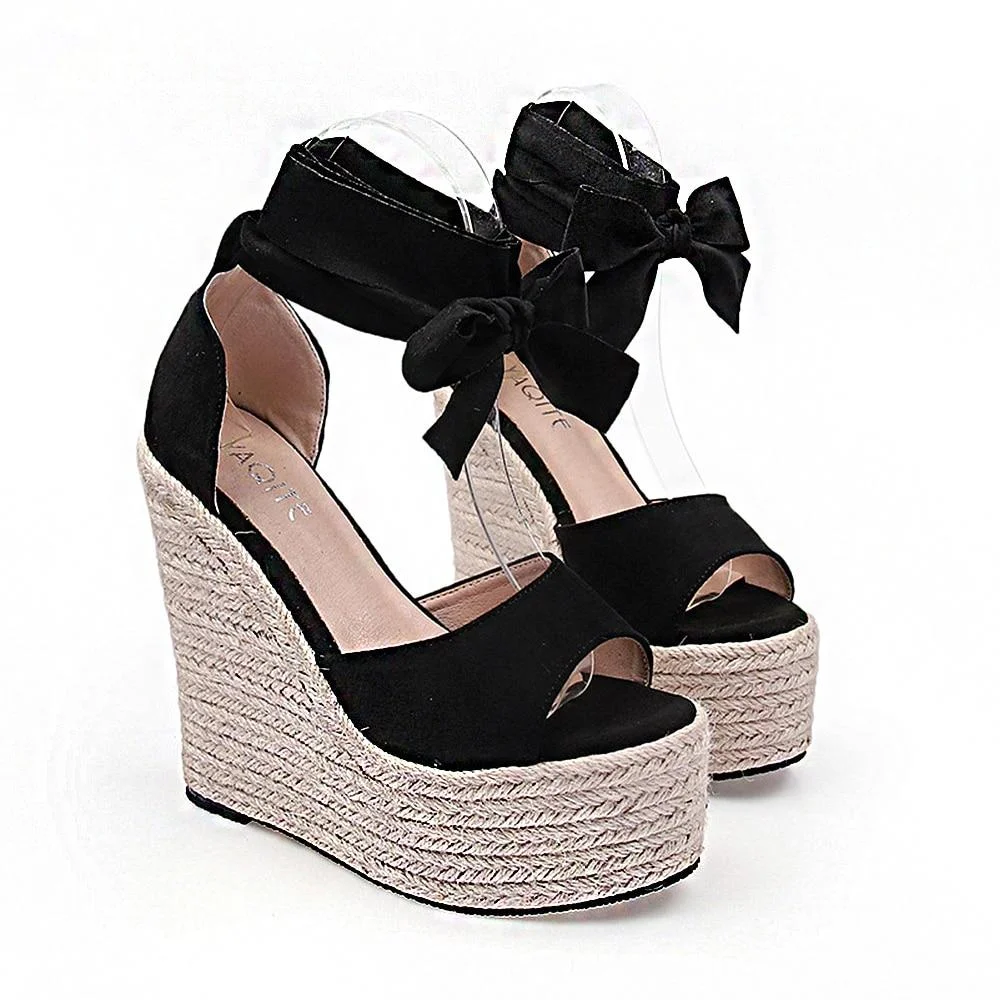 2021 Summer New Platform Wedge Sandals For Women's With Strappy Fish Mouth Hemp Rope Weaving High Heels Shoes