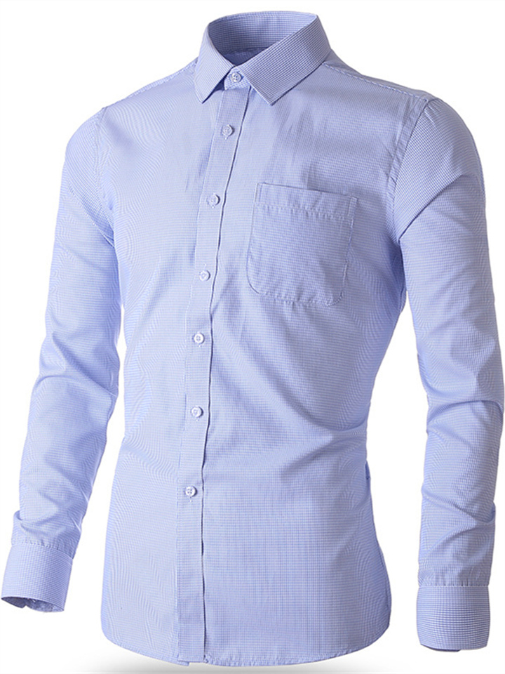 Spring and Summer Men's Long-sleeved Slim Business Casual Shirt Striped Professional Clothing