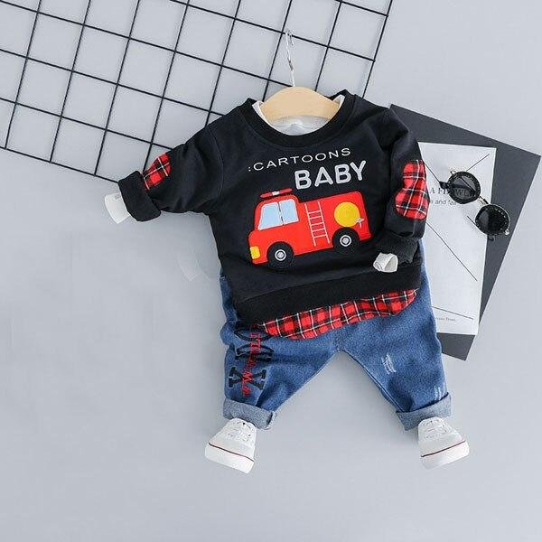 Baby Boy Cartoon Car T-shirt Jeans Clothes Set Children Newest Spring Boys Clothing For Toddler Outfit 1 2 3 4 Years