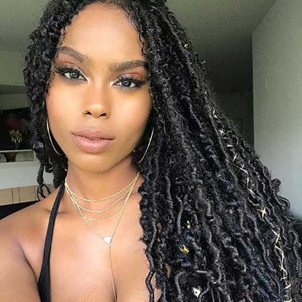 14 Inches Butterfly Locs Wigs Natural Black Faux Locs Wig Upgrade 4x4 Lace  Closure Wig Black Girl Braids Style