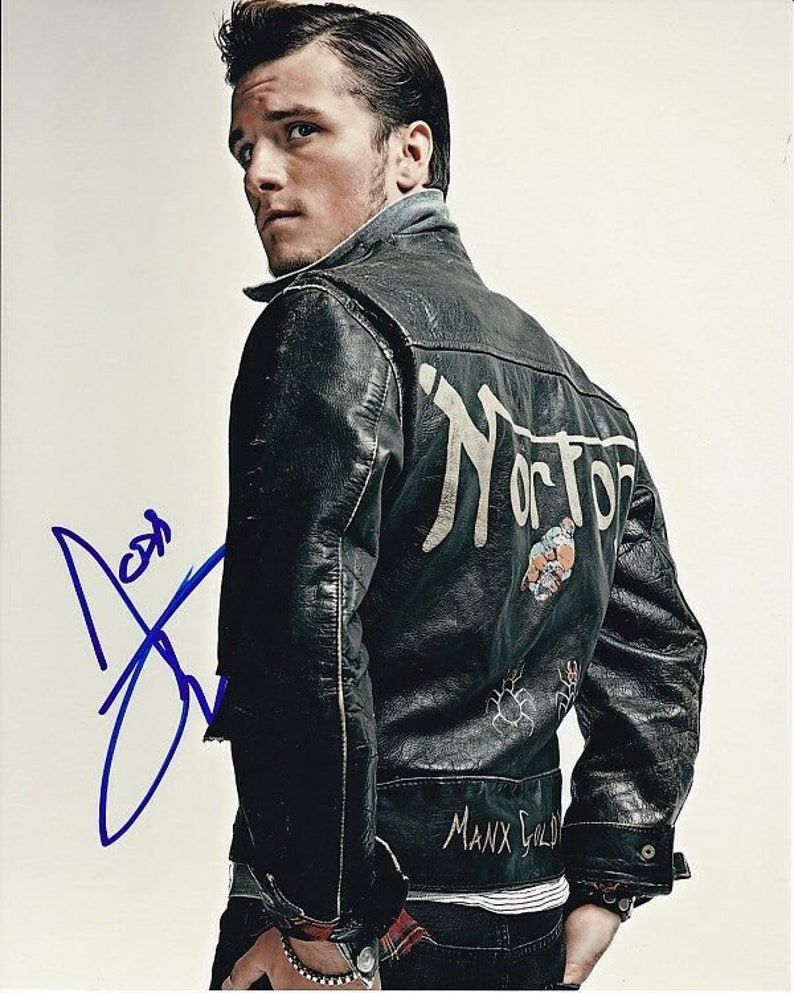 Josh hutcherson signed autographed norton leather jacket Photo Poster painting