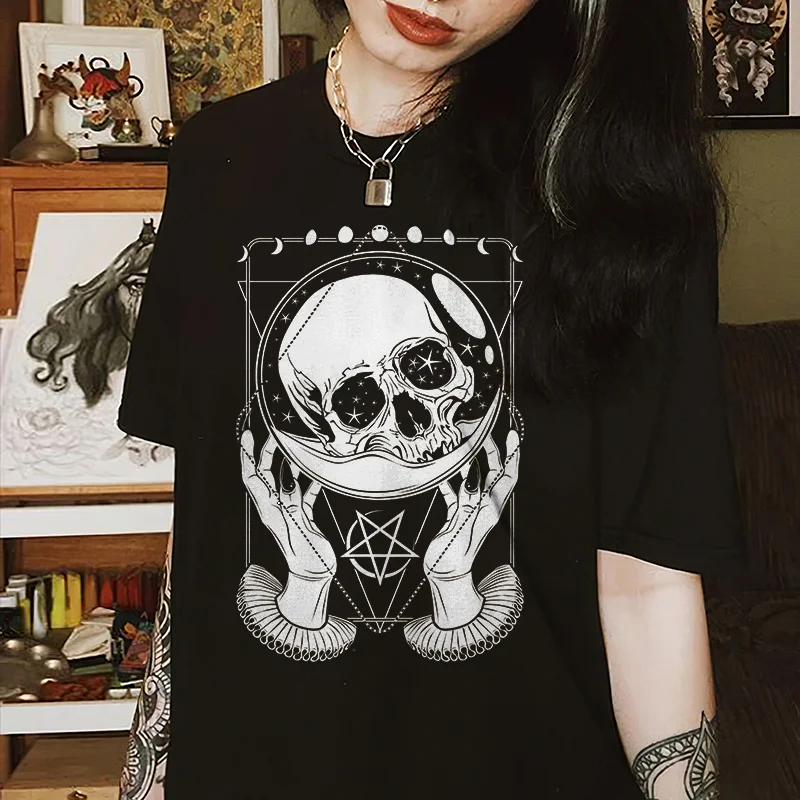 Demon Grim Reaper Printed Women's T-shirt -  