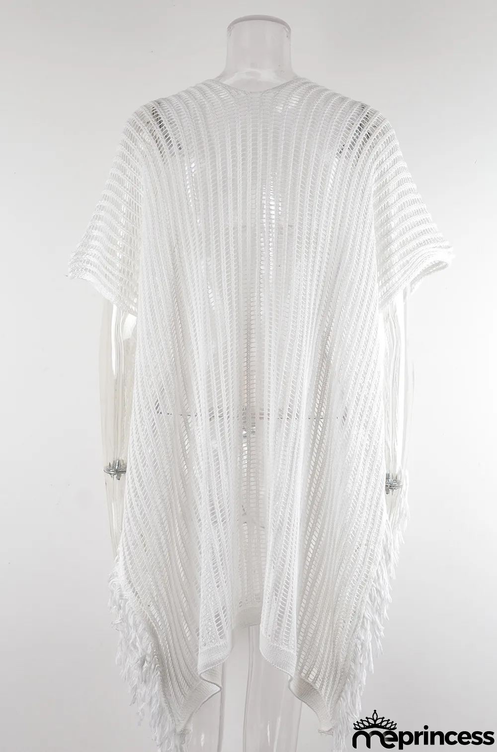 Summer Maxi V-neck Hollow Tassel Beach Suit Holidays Shirt Beach Sun Shield