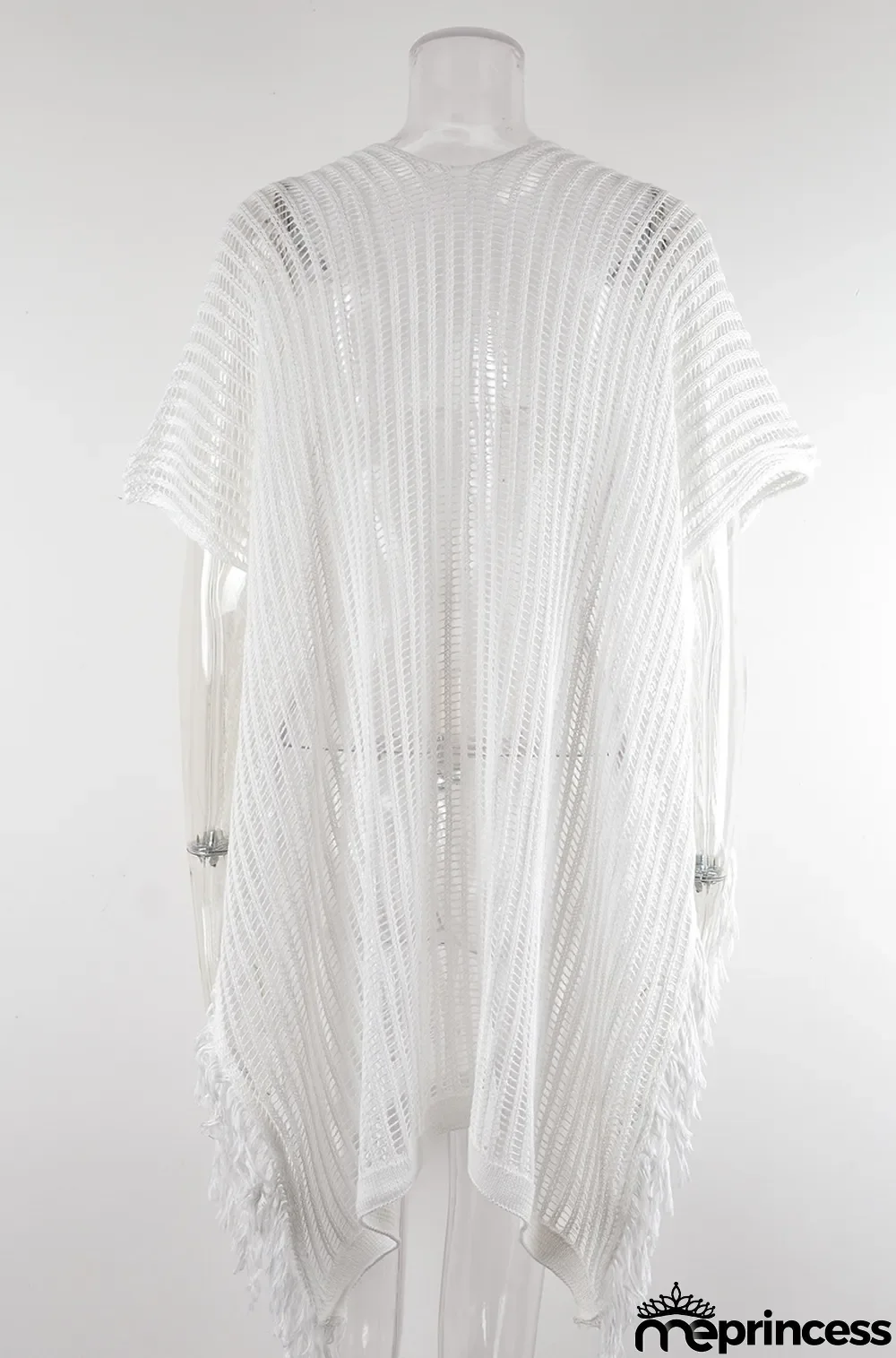 Summer Maxi V-neck Hollow Tassel Beach Suit Holidays Shirt Beach Sun Shield