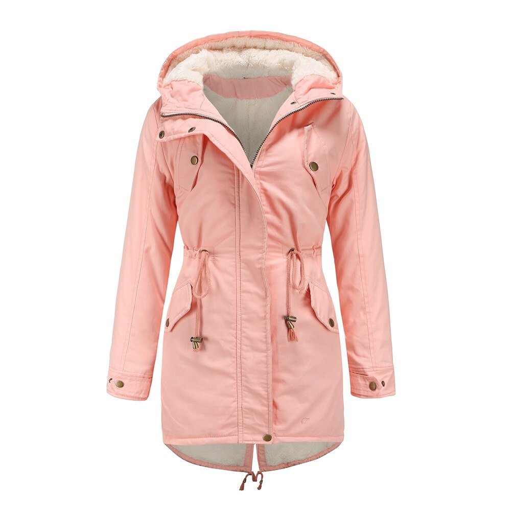Women Coats And Jackets 2021 New Winter Fahion Long Sleeve Warm Fleece Plus Size Thick Parker Female Casual Hooded Outerwear