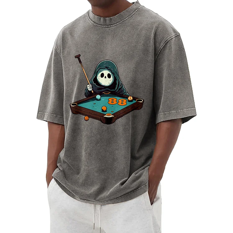 Fun and Cute Ghost Graphic Washed T-Shirt 007
