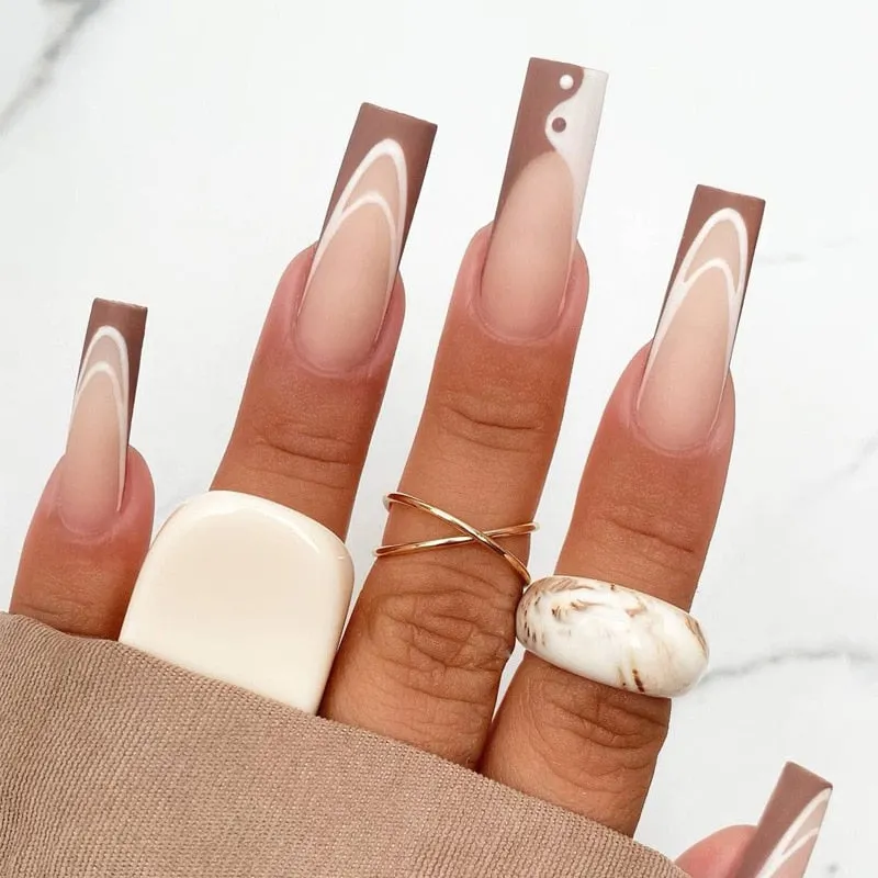 24pcs Pink Butterfly Pattern Fake Nails Full cover Fake Nails Glue DIY Manicure Nail Art Tools-Nail Inspo