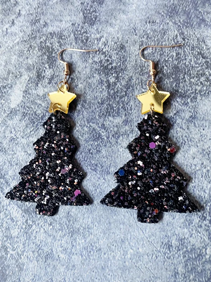 Women's Shiny Christmas Tree Fashion Earrings