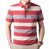 Cotton thin striped polo shirt