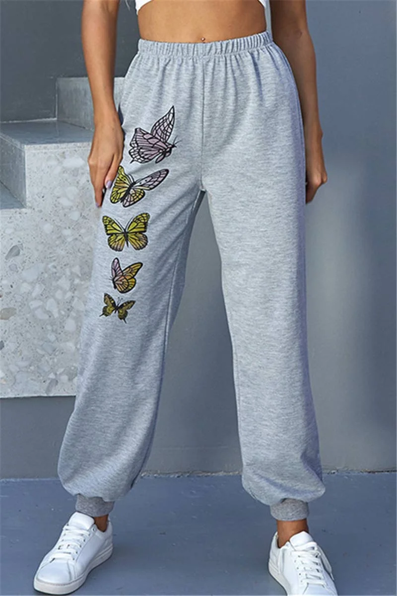 Casual Butterfly Print Sport Trousers