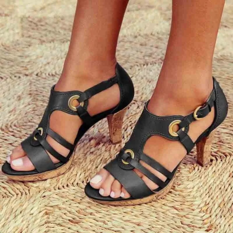 2021 Sexy Hollow High Heels Sandals Women Pumps Heels Ladies Shoes Classic Pumps Plus Size34-43 Shoes Women Buckle Strap Sandals