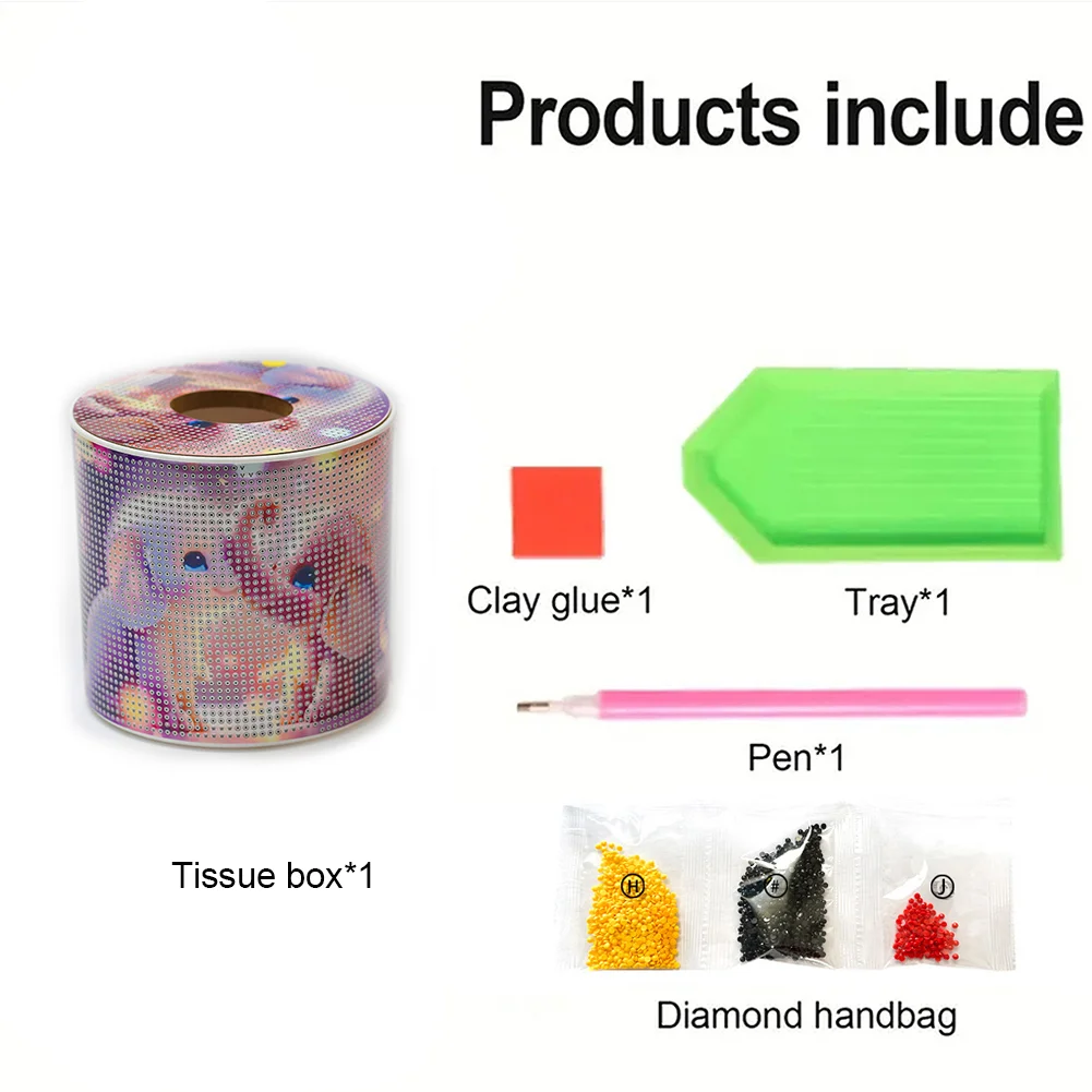Baby Elephant DIY Diamond Painting Handmade Tissue Holder Rhinestones Tissue Box