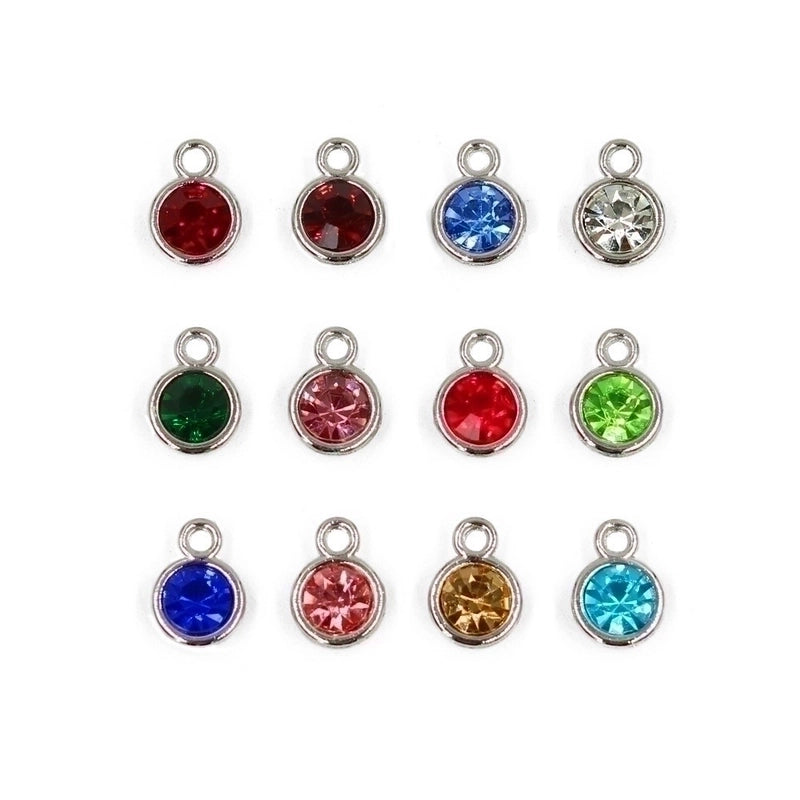 Diamond-encrusted Twelve Birthstone Colored Glass Pendant Necklace Jewelry DIY Pet Alloy Accessories Jewelry