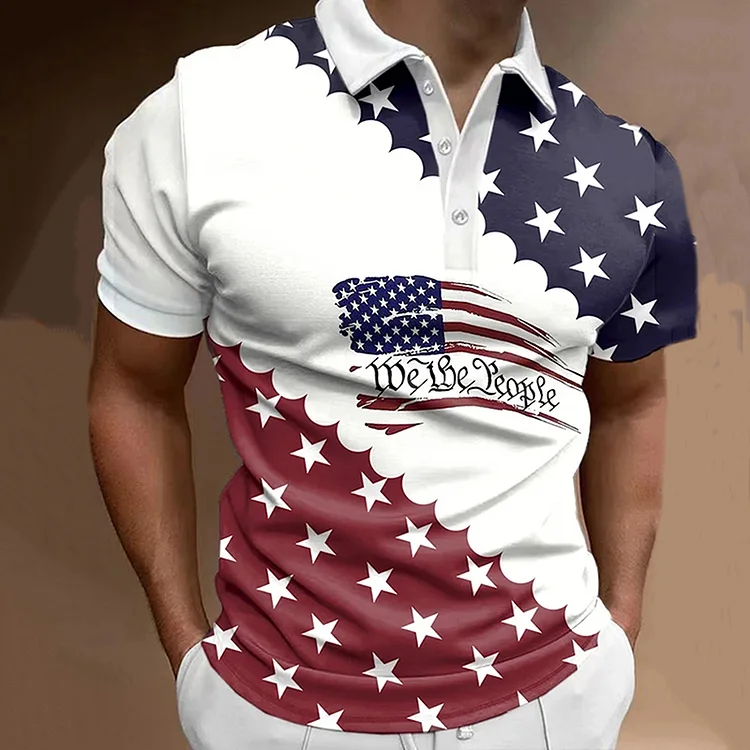 Comstylish Men's Independence Day Casual Polo Shirt